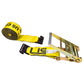 20' 4" heavy-duty yellow flat hook ratchet strap