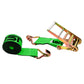 20' 4" heavy-duty green wire hook ratchet strap