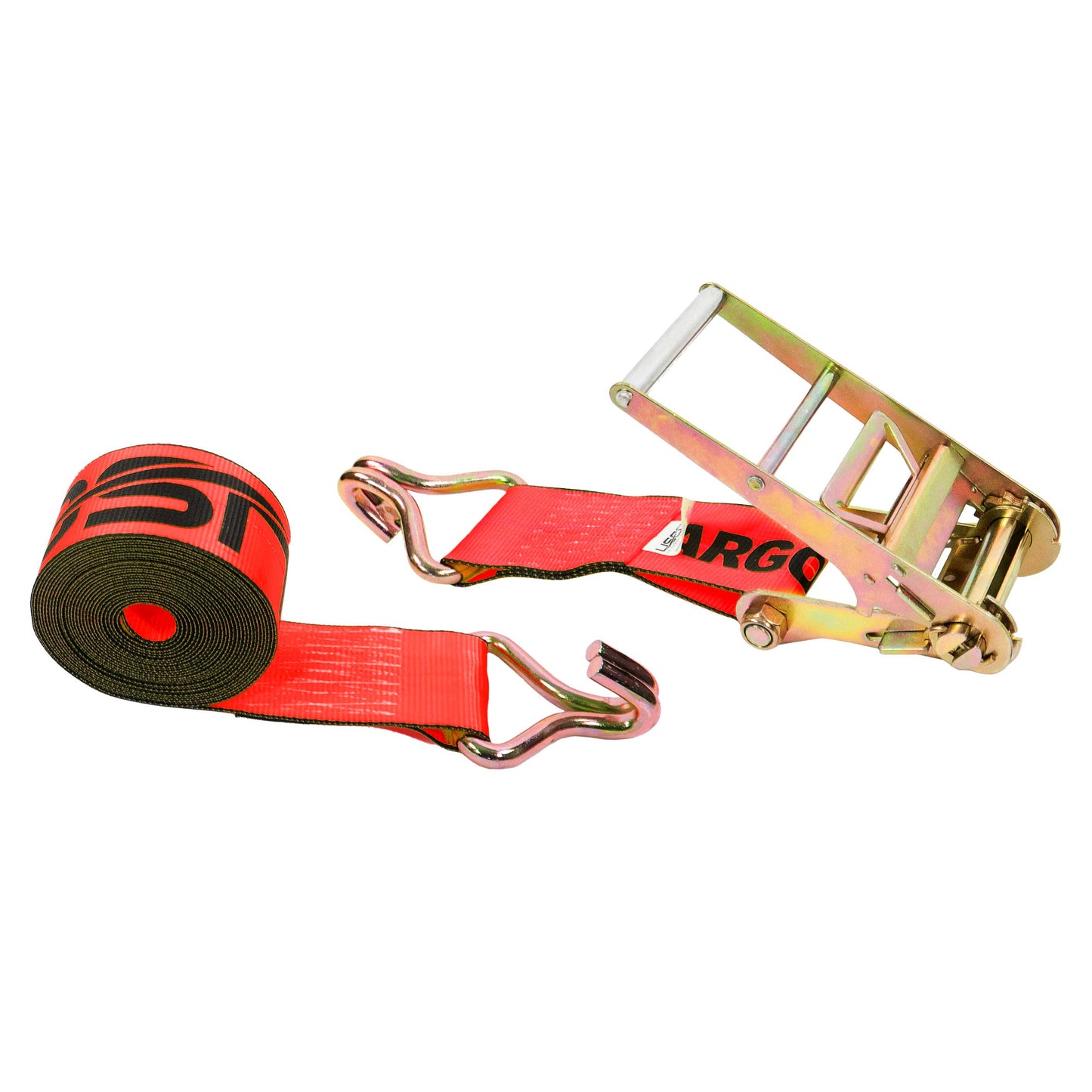 60' 4" heavy-duty red wire hook ratchet strap