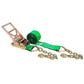 4" x 50' Gear-Driving Reverse-Action Ratchet Strap with Chain Ends | Green