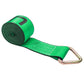 30' 4" heavy-duty green D ring winch strap