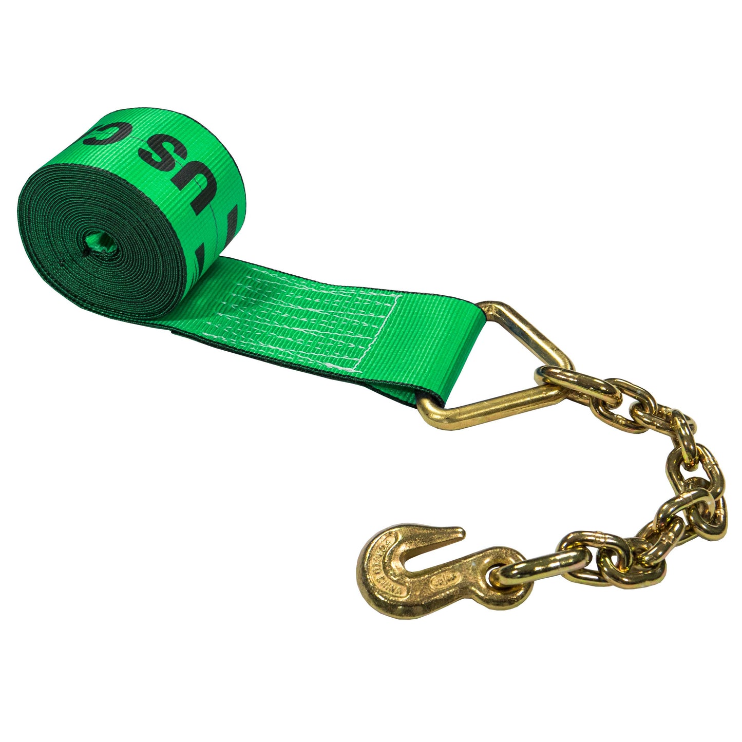 50' 4" heavy-duty green chain extension winch strap