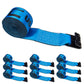 30' 4" heavy-duty blue flat hook winch strap 10 pack