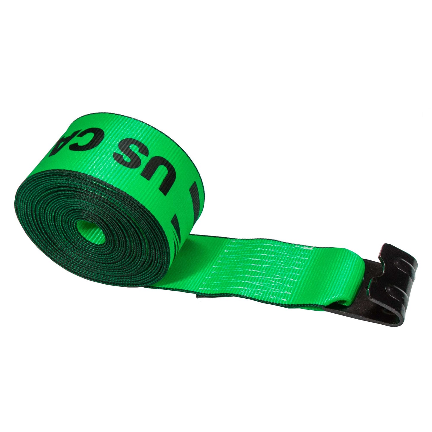 40' 4" heavy-duty green flat hook winch strap