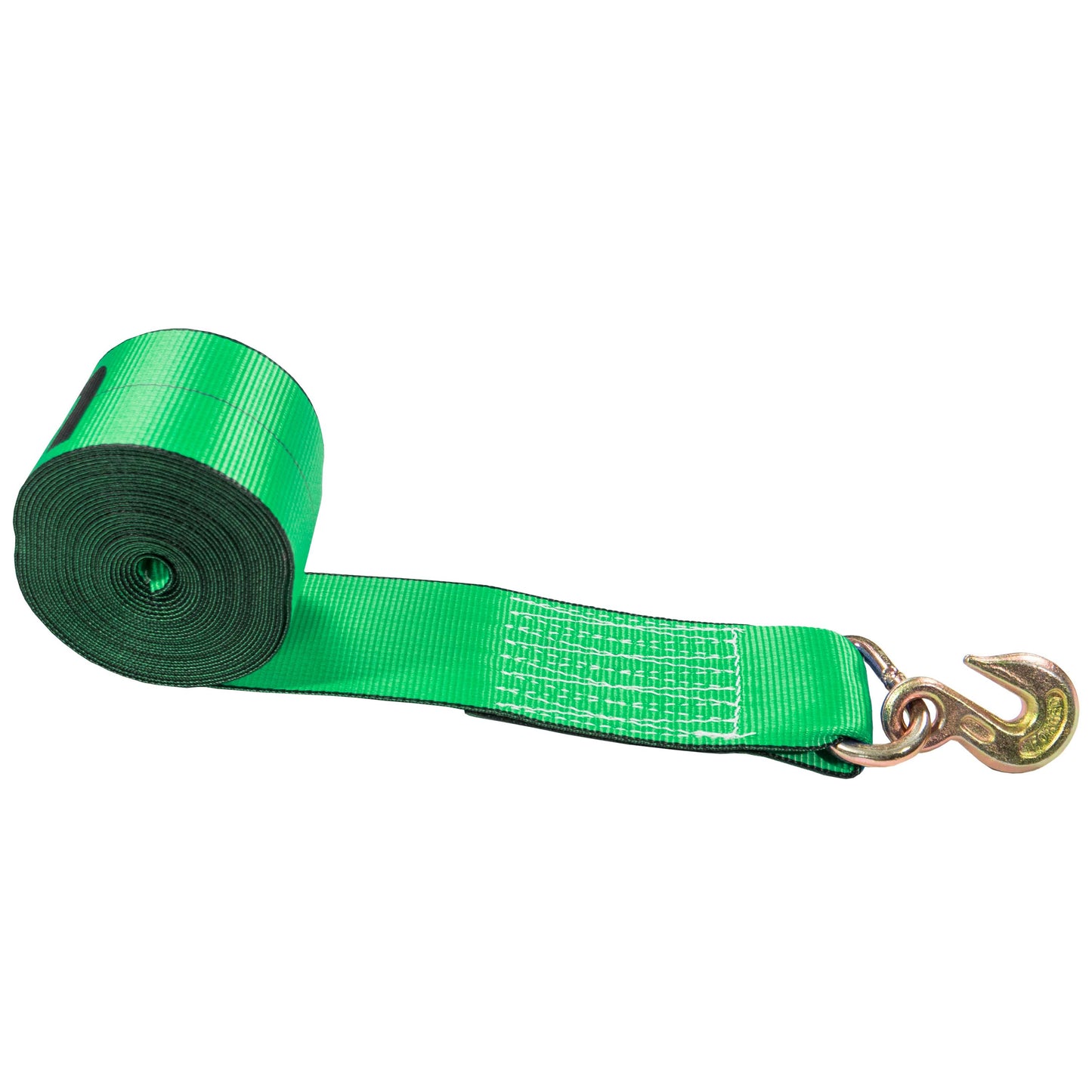 27' 4" heavy-duty green grab hook winch strap