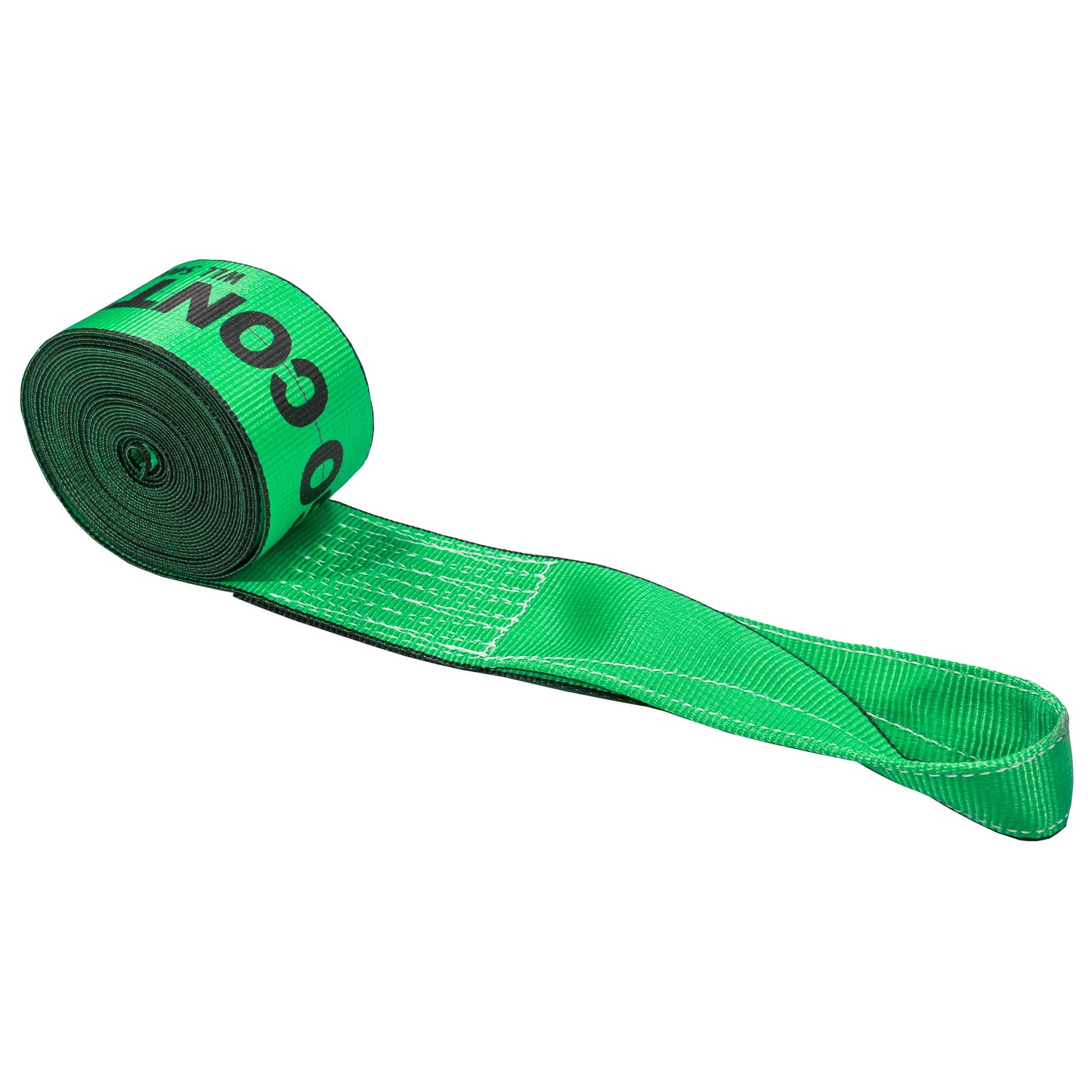 30' 4" heavy-duty green sewn loop winch strap