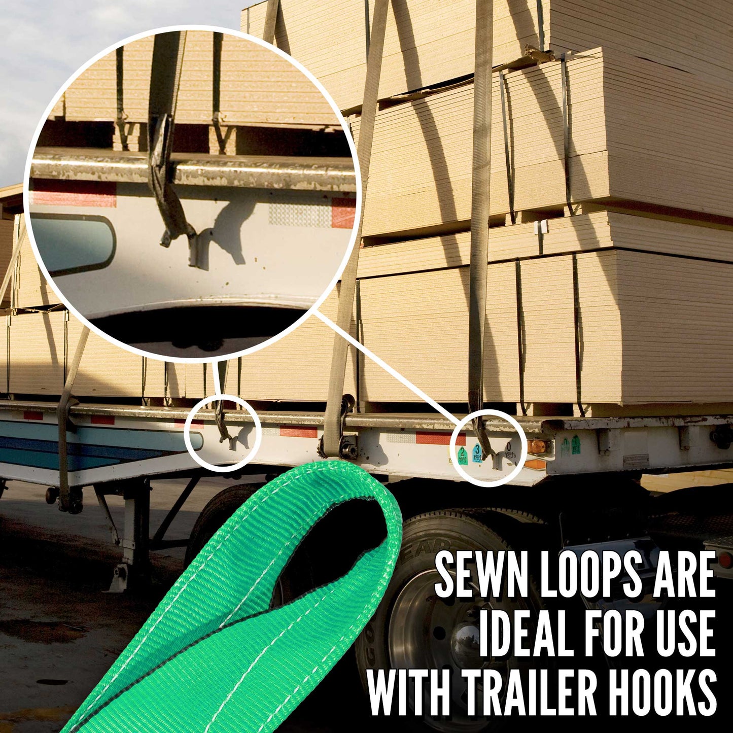 sewn loop straps are ideal for use with trailer hooks