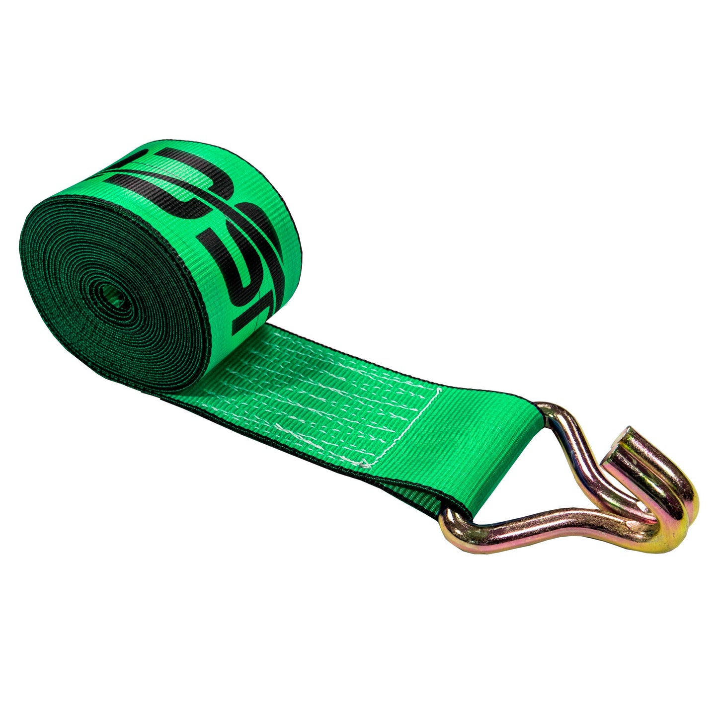 40' 4" heavy-duty green wire hook winch strap