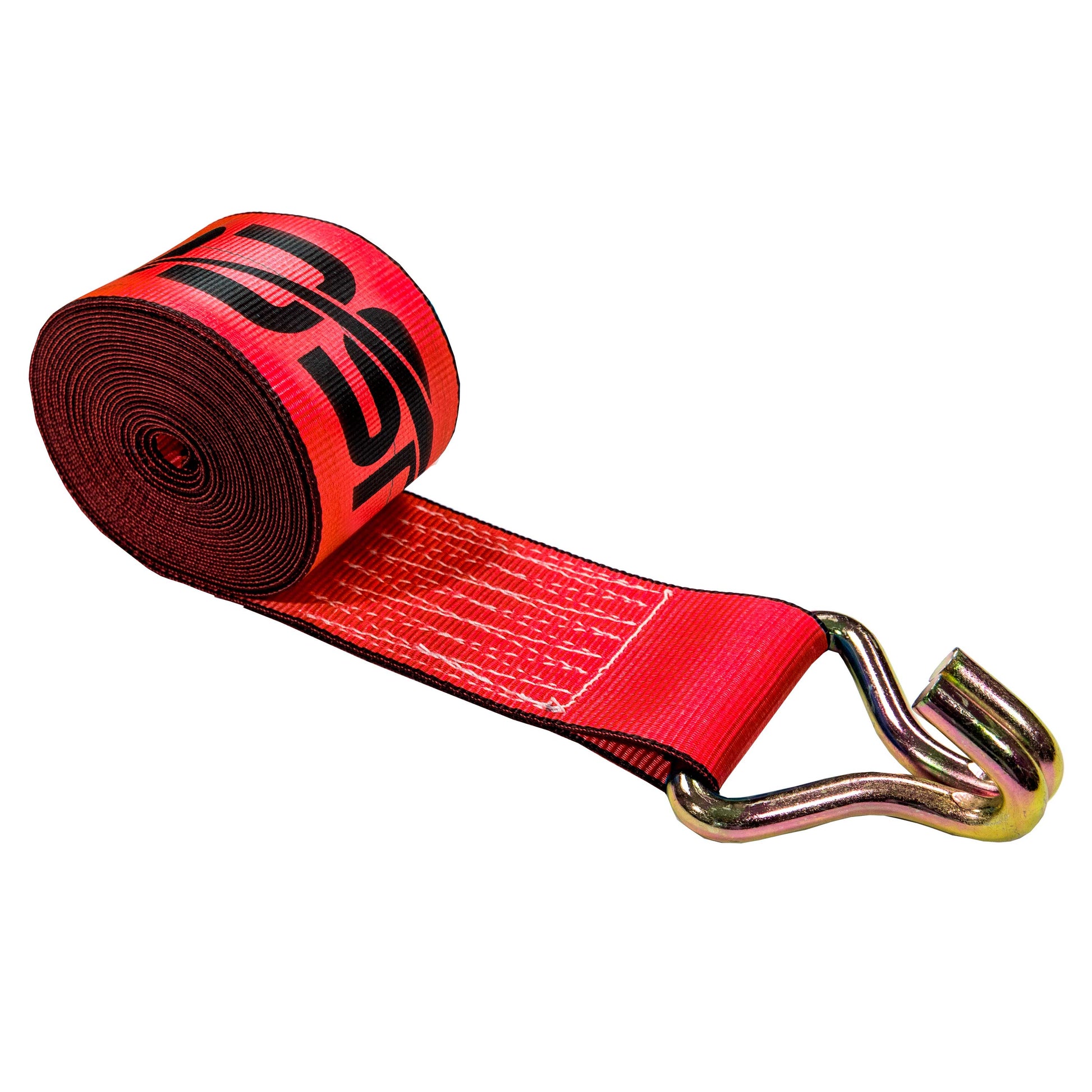 30' 4" heavy-duty red wire hook winch strap