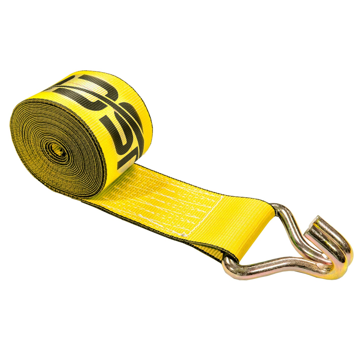 30' 4" heavy-duty yellow wire hook winch strap