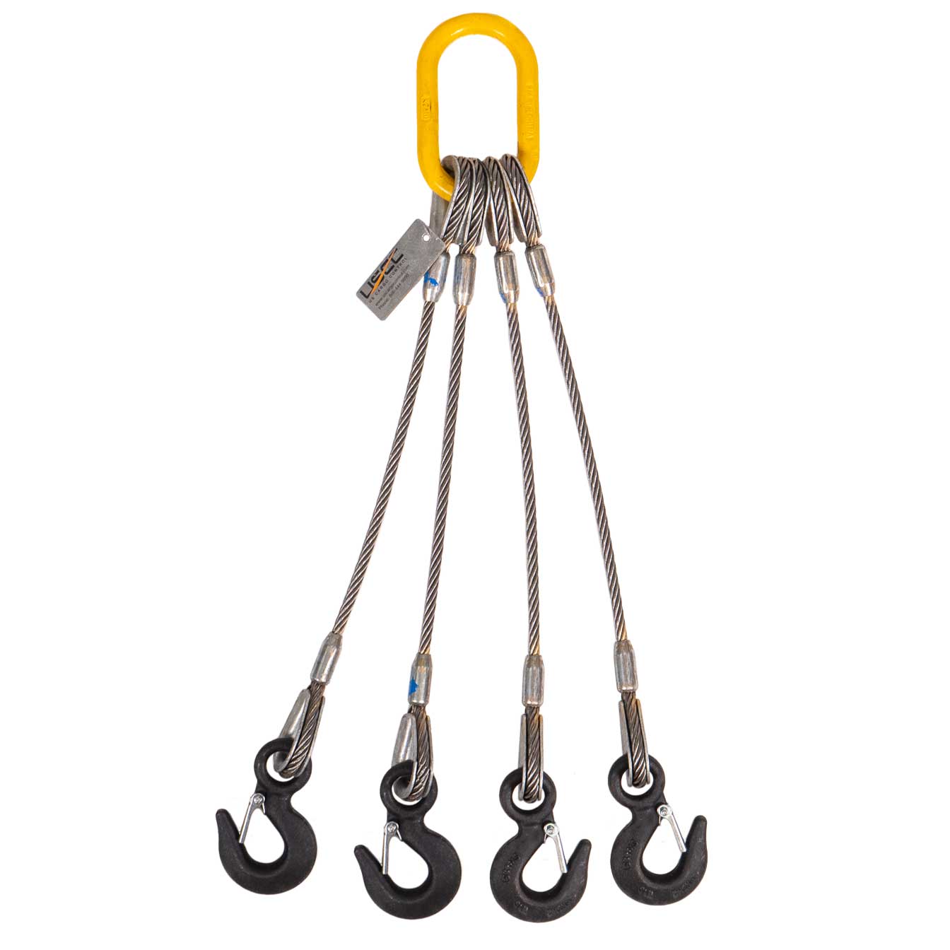 18' 1"  4-leg wire rope slings with eye hooks