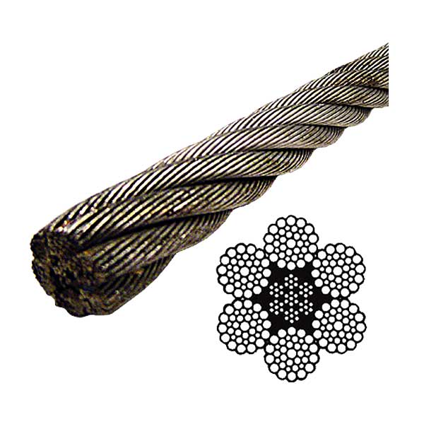 3/8" Galvanized Wire Rope EIPS IWRC - 6x37 Class (5000' Coil)