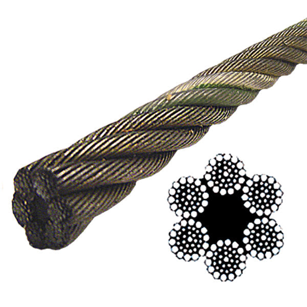 5/8" Bright Wire Rope EIPS FC - 6x37 Class (2500' Coil)