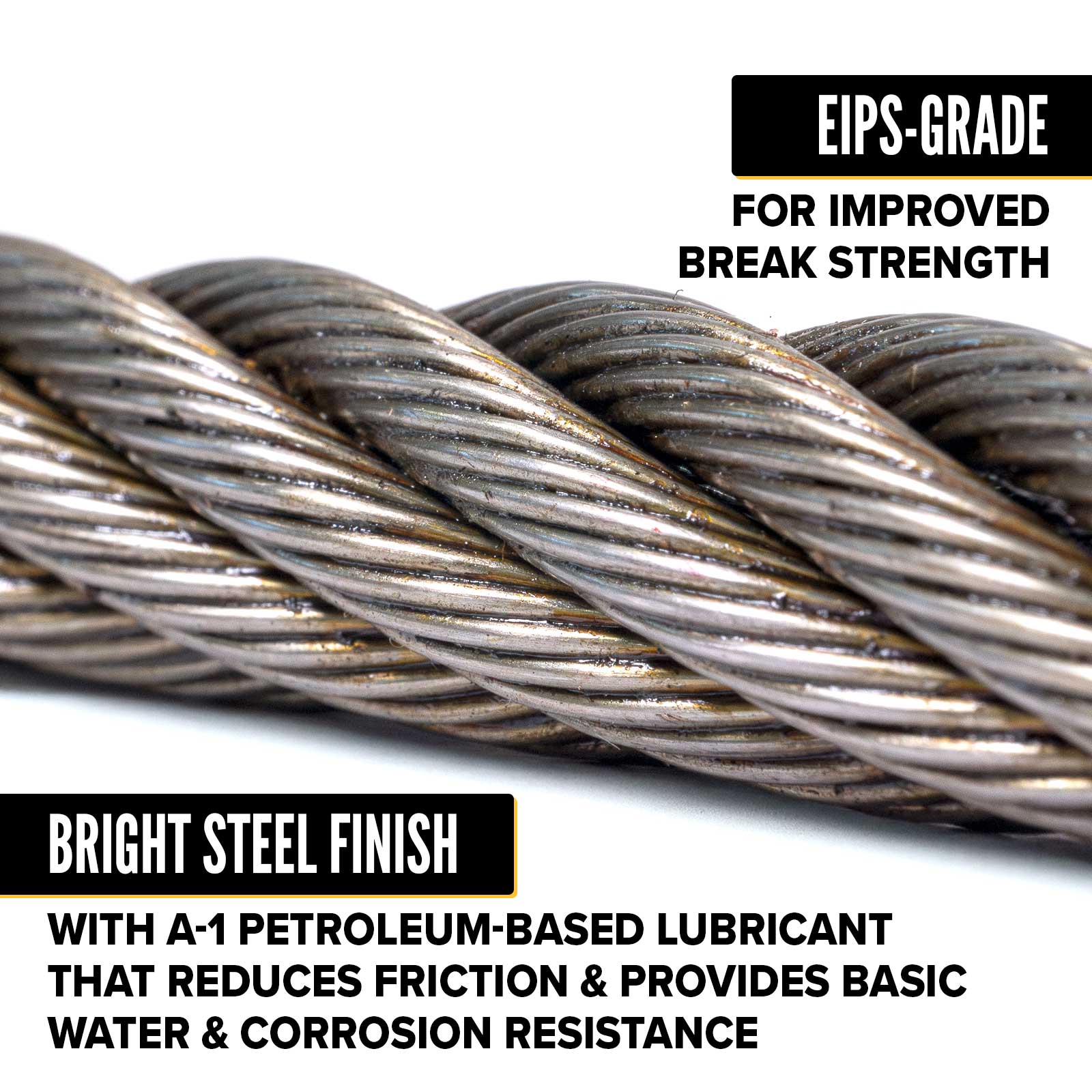 3/8" EIPS grade bright wire rope cable