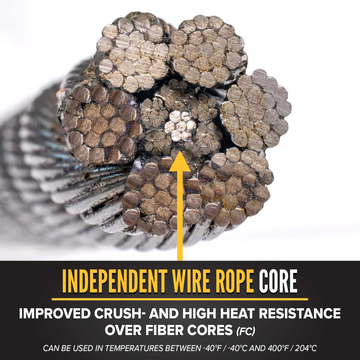 1" IWRC wire rope is more crush and heat resistant