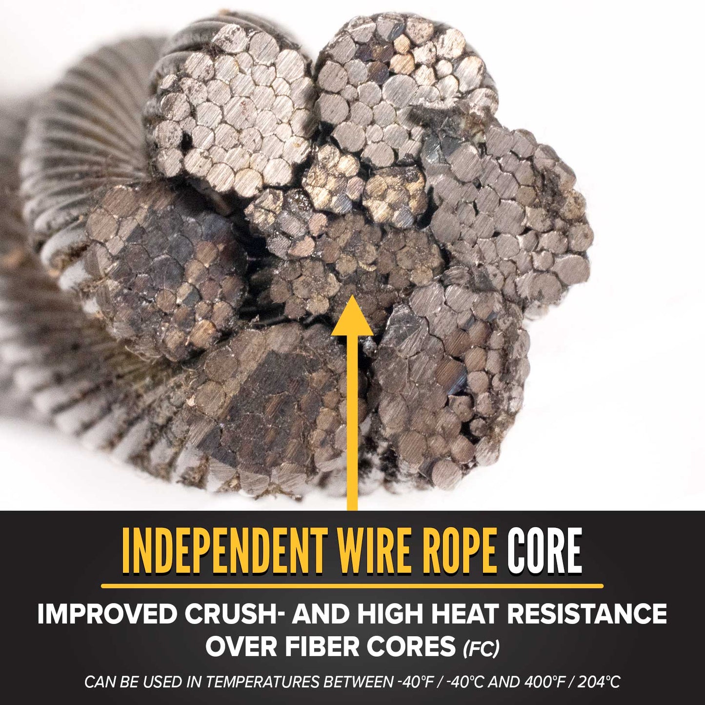 7/16" IWRC wire rope is more crush and heat resistant