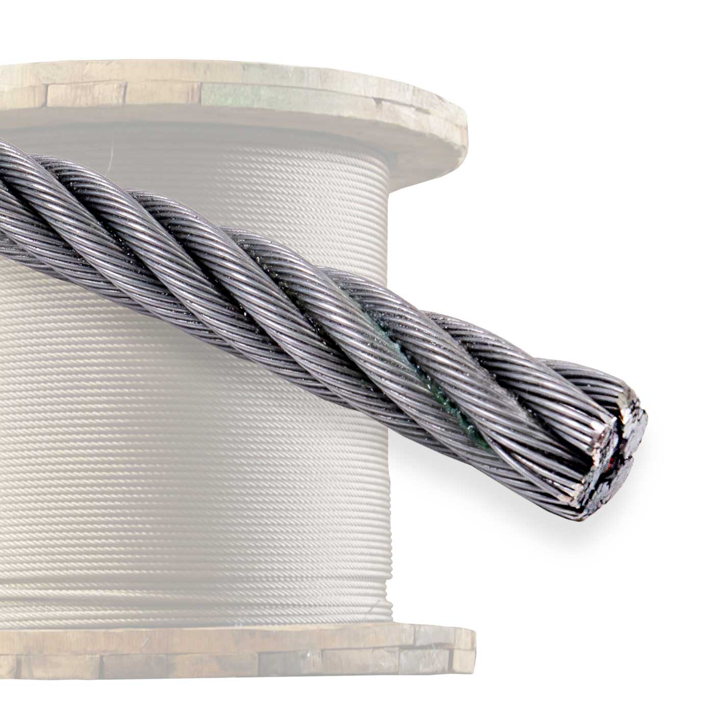 6x37 fiber core bright wire rope spool