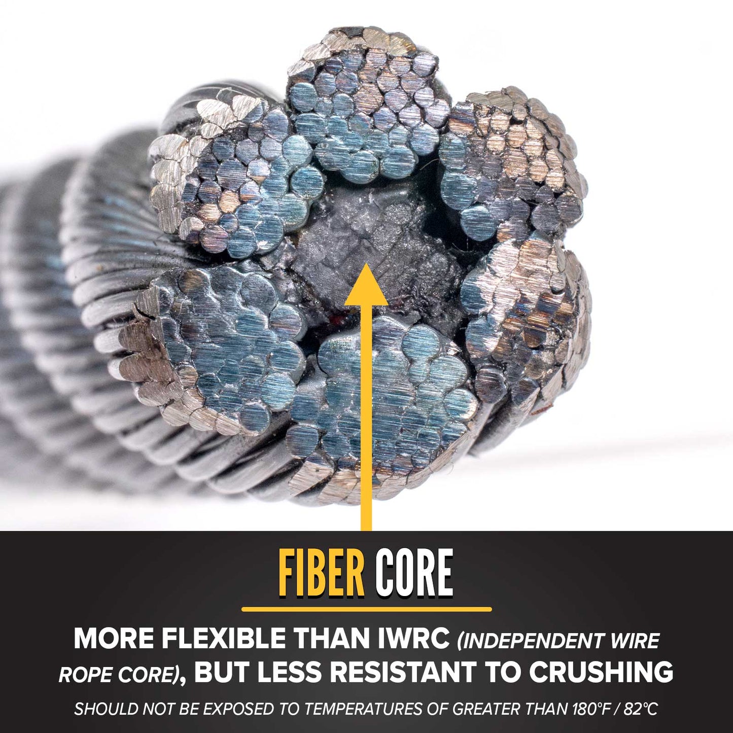 1/2" fiber core wire rope is more flexible than IWRC