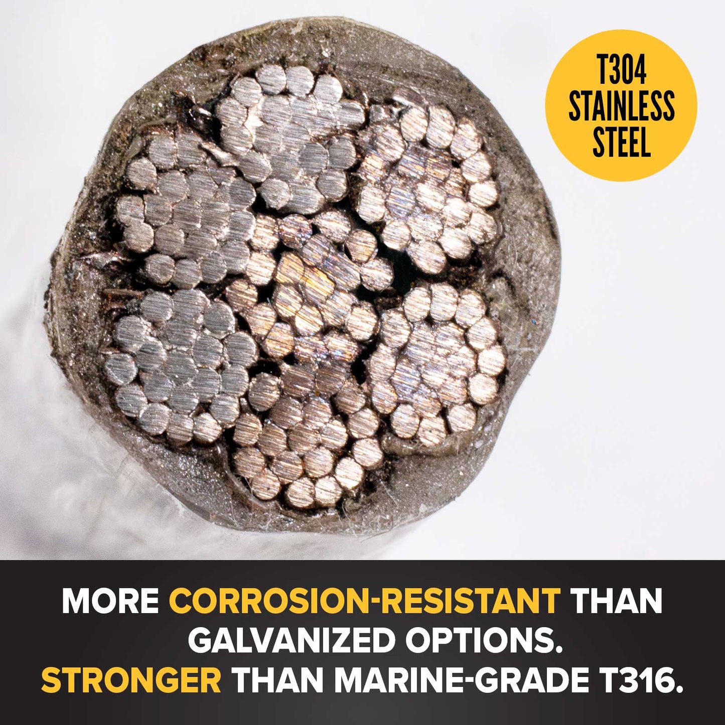 1/8" type 304 stainless steel aircraft cable is corrosion resistant