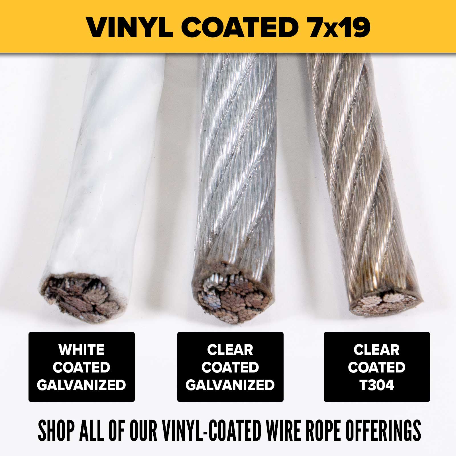 1/4" shop vinyl coated wire rope cable