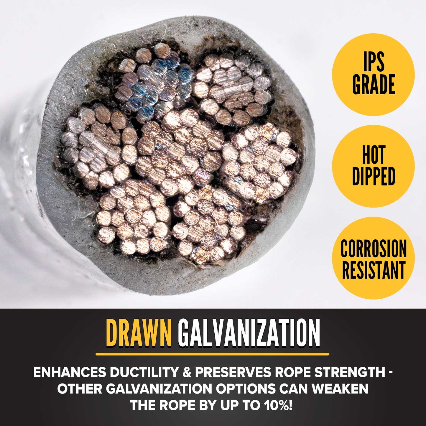 1/4" drawn galvanized aircraft cable is corrosion resistant