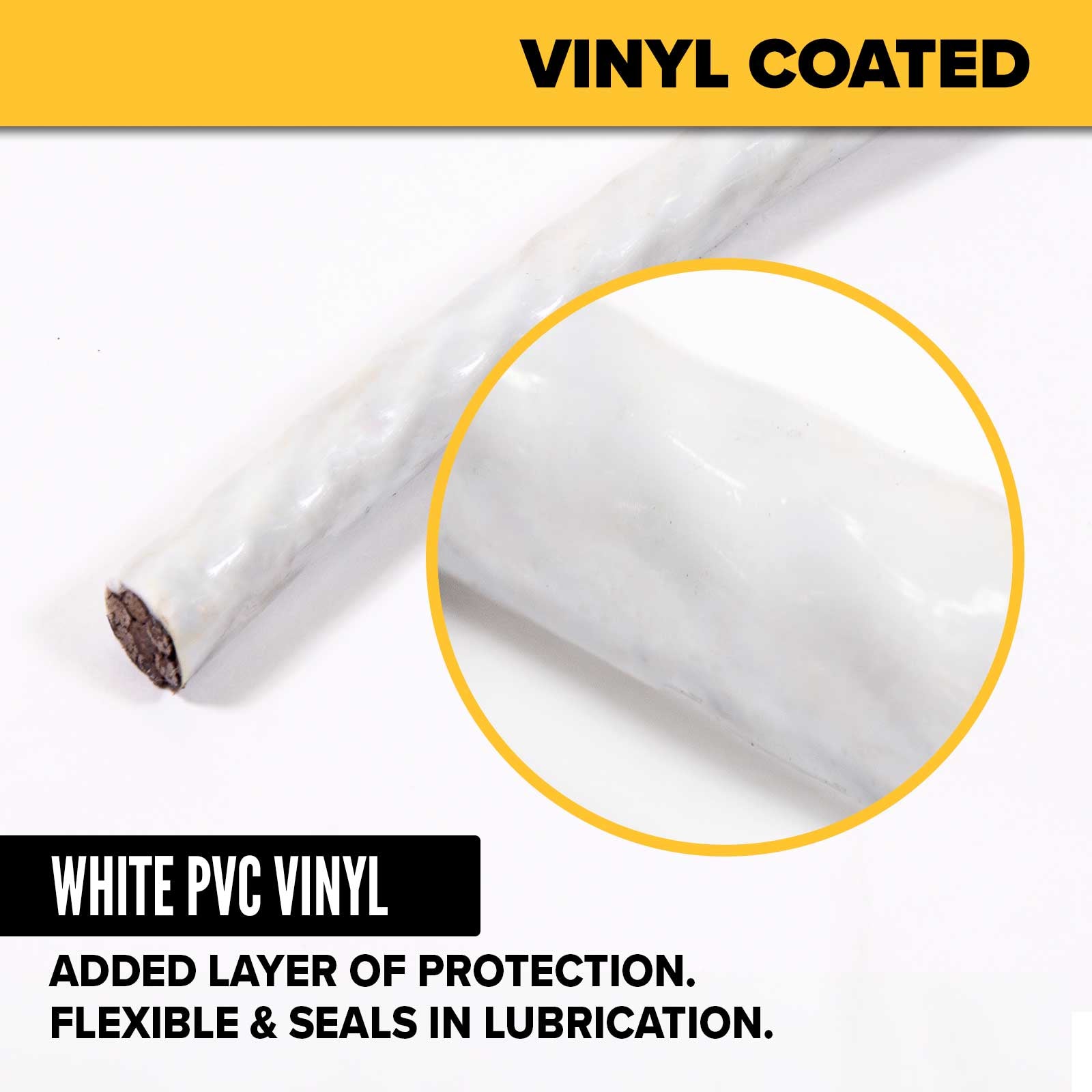 3/16" vinyl coated aircraft cable protects wire rope