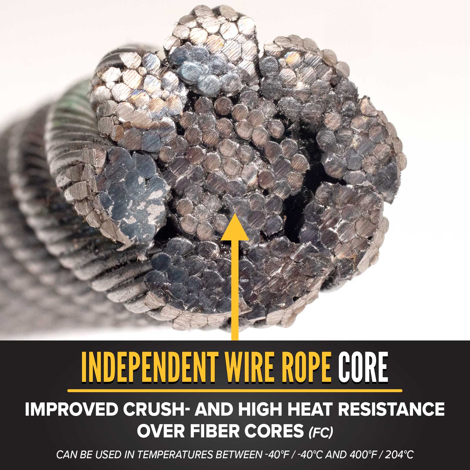 7/8" IWRC wire rope is more crush and heat resistant