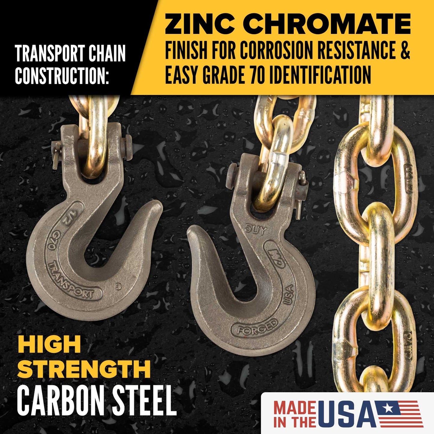 1/2" x 20' CM® Grade 70 Transport Chain and Binder Kit | Made in USA