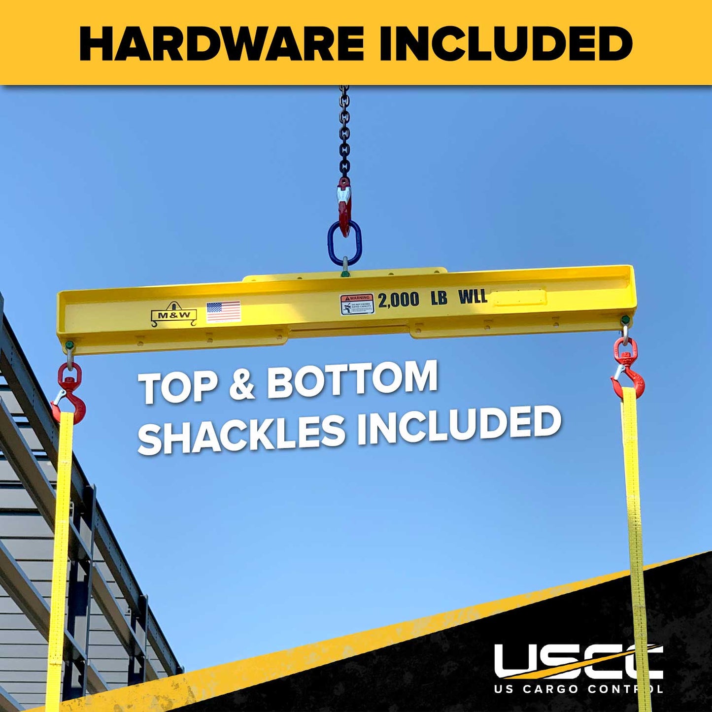 adjustable lifting beam with shackles included