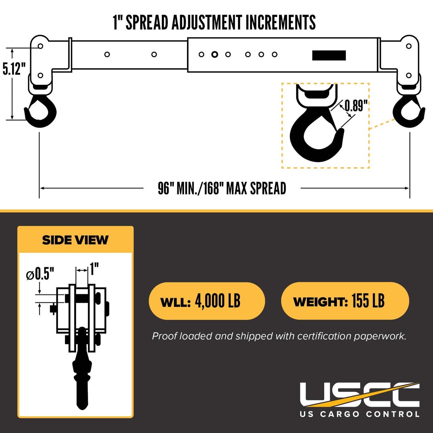 M&W 12813 adjustable spreader beam specs