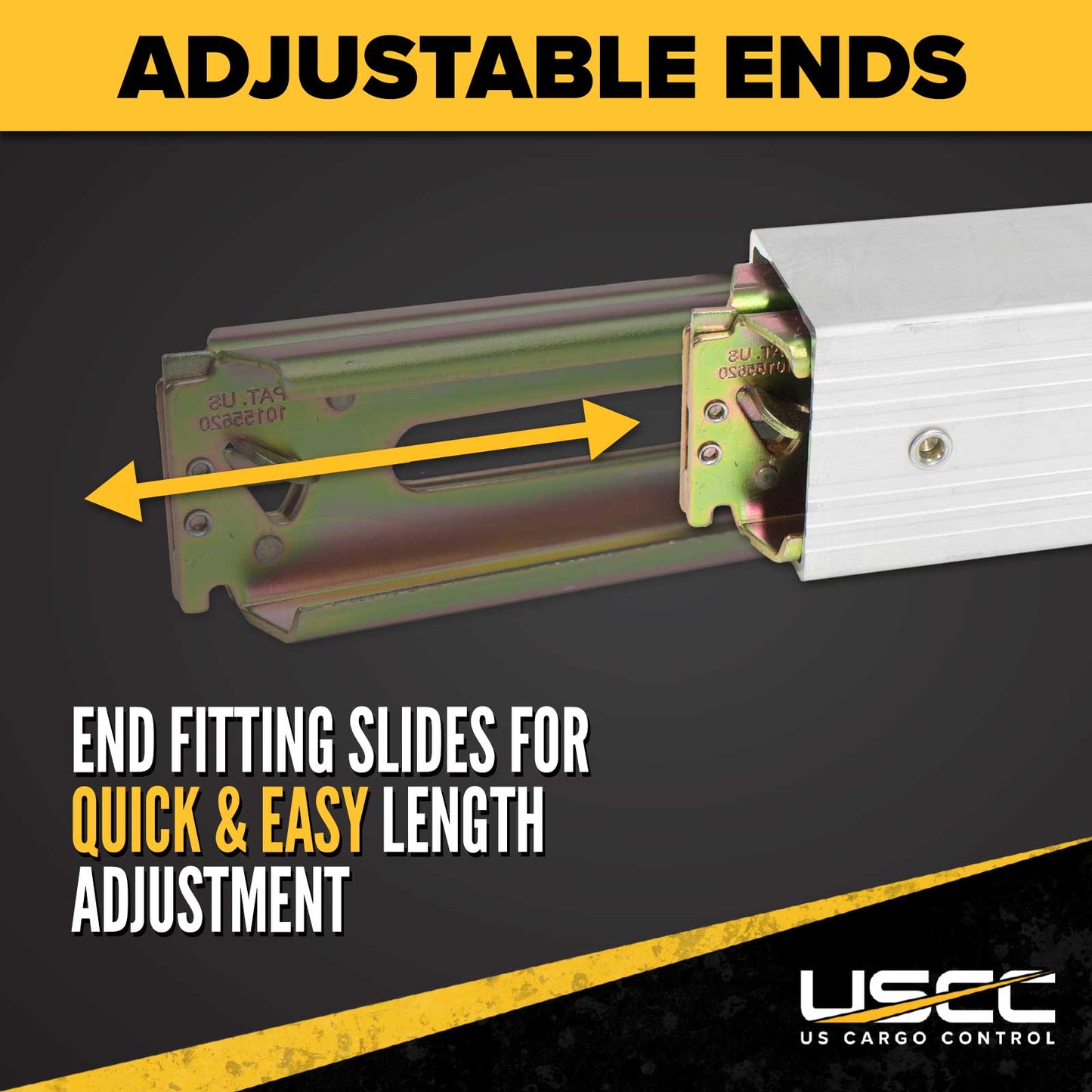 93" - 103" Aluminum E-Track Load Bar with Flat Latch Release - 2,200 lb Capacity