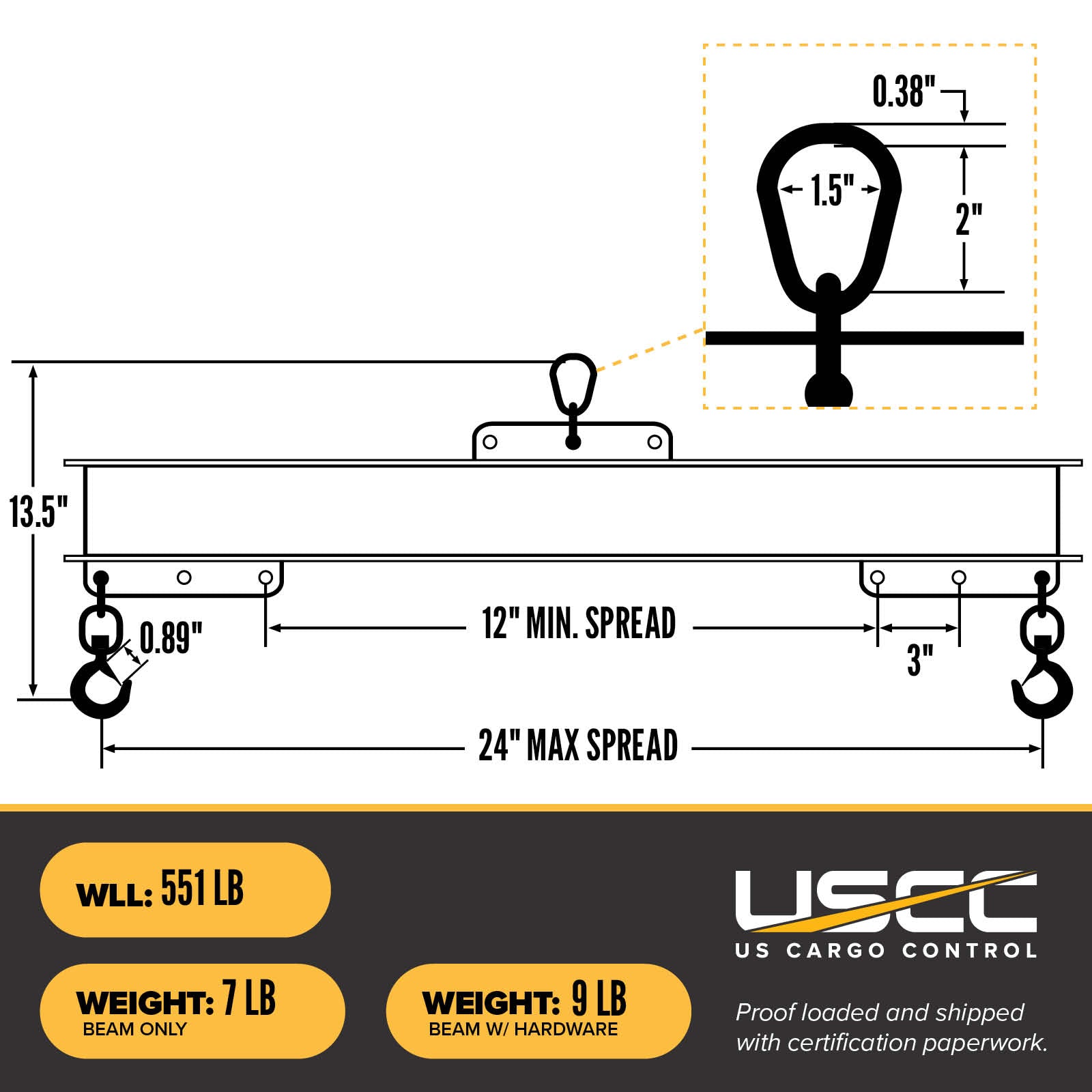 dura-lite 416-142 adjustable lifting beam specs