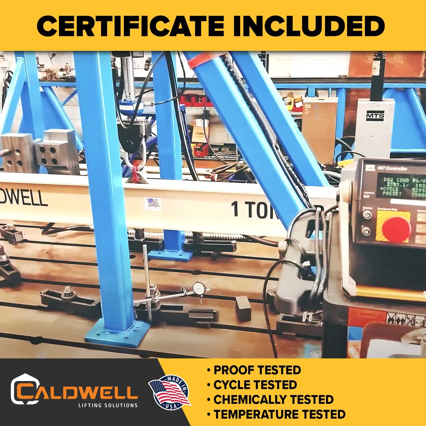 all caldwell lifting beams are proof tested with certificate supplied