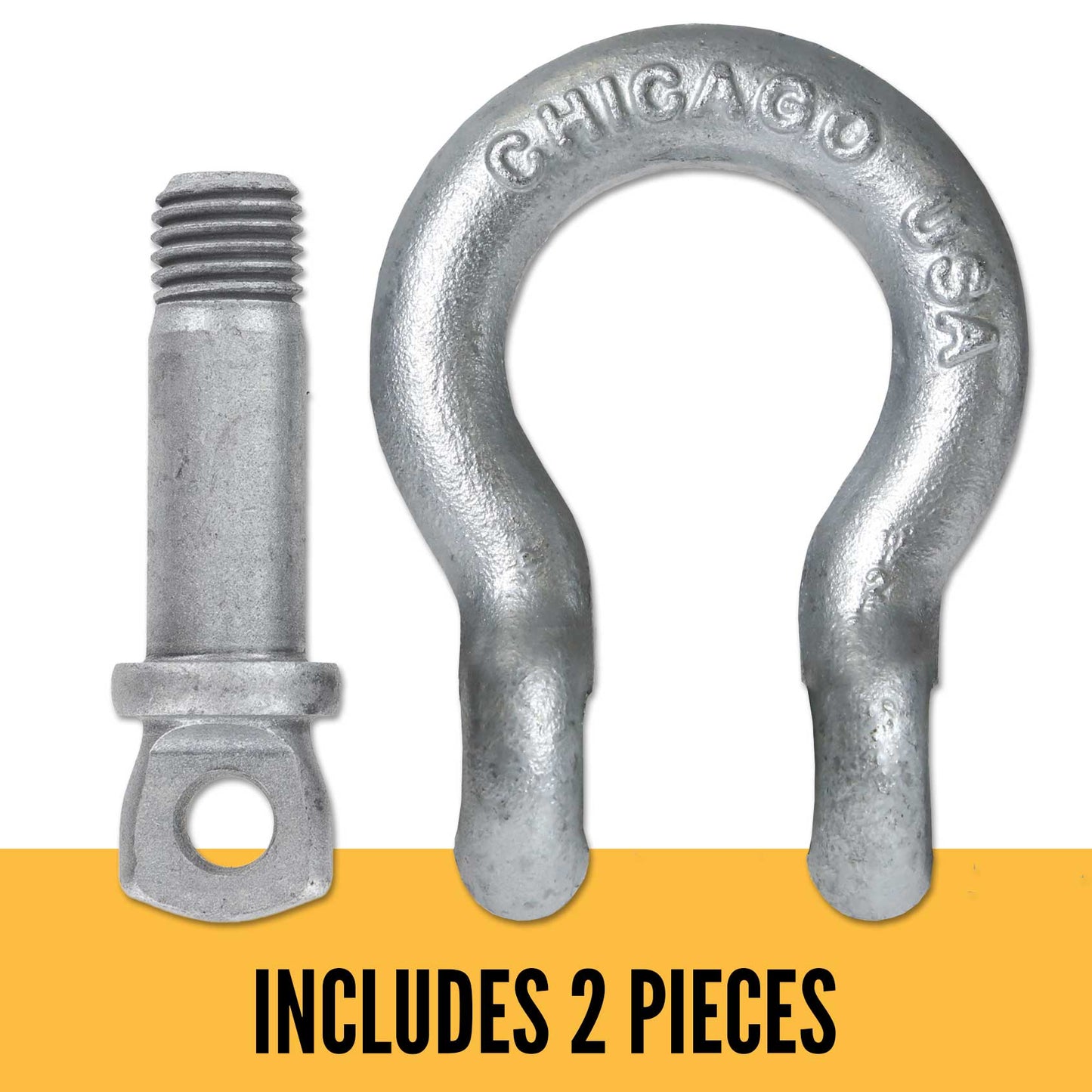 Screw Pin Anchor Shackle - Chicago Hardware - 3/8" Galvanized Steel - 1 Ton parts of a shackle