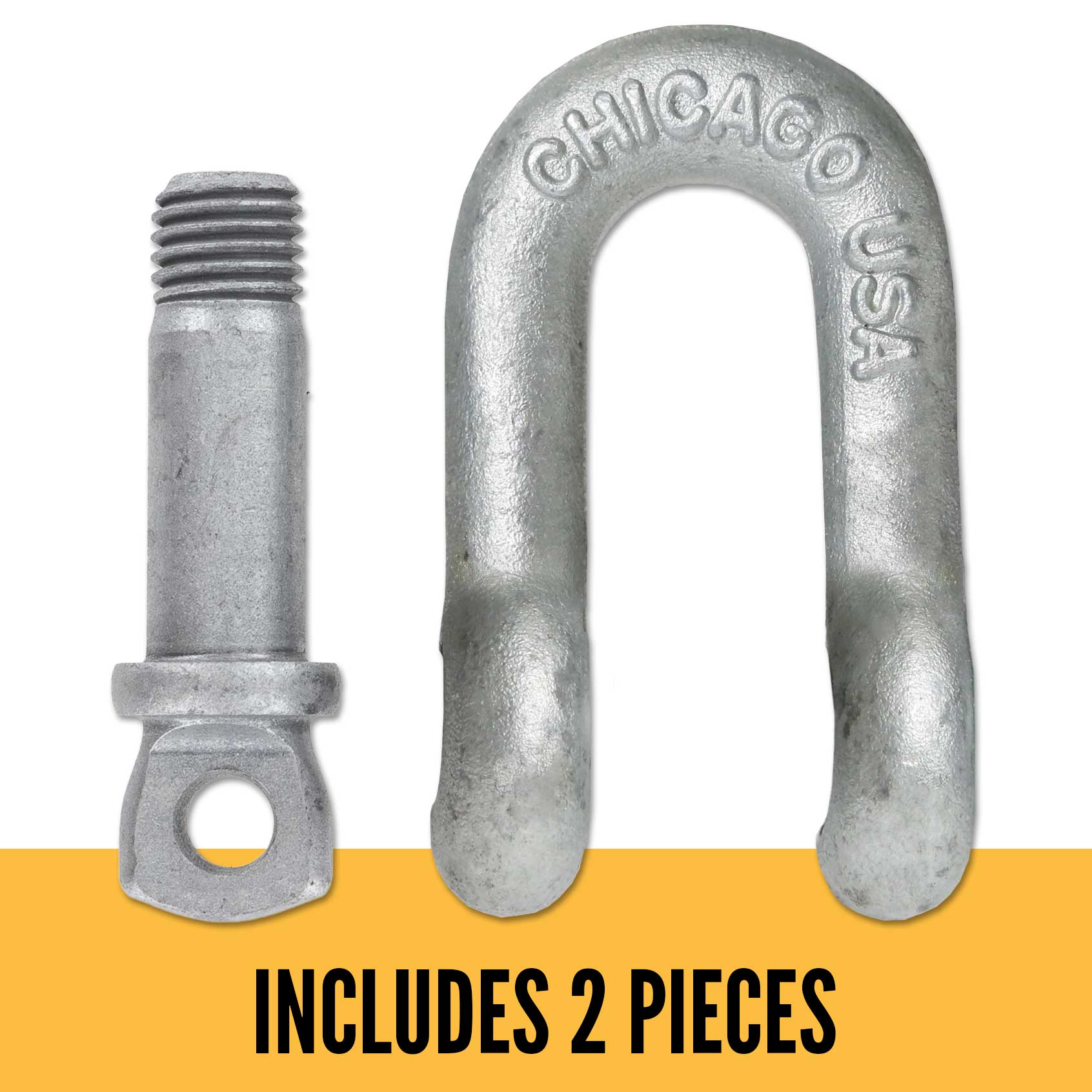 Screw Pin Chain Shackle - Chicago Hardware - 5/8" Galvanized Steel - 3.25 Ton parts of a shackle