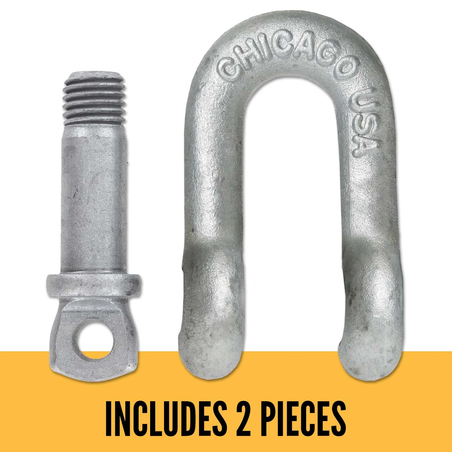 Screw Pin Chain Shackle - Chicago Hardware - 7/16" Galvanized Steel - 1.5 Ton parts of a shackle