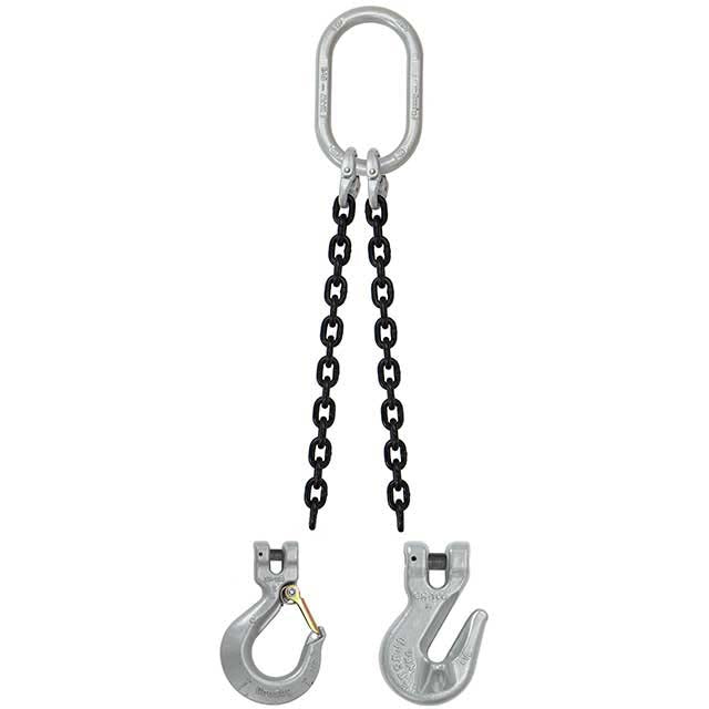 34 inch x 18 foot Crosby 2 Leg Chain Sling w Grab Hooks Grade 100 thumbnail