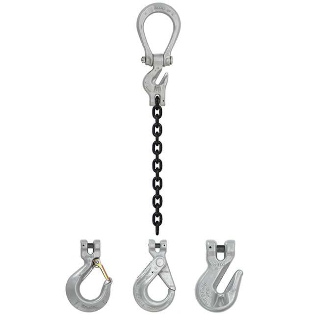 58 inch x 10 foot Domestic Adjustable Single Leg Chain Sling w Crosby Grab Hook Grade 100 thumbnail