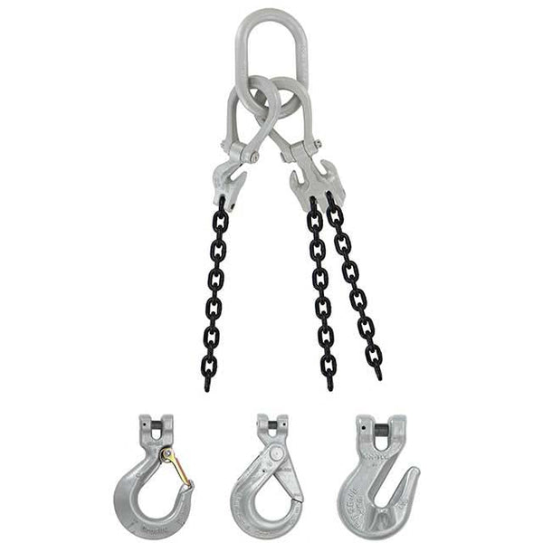 9/32 x 5' - Domestic Adjustable 3 Leg Chain Sling with Crosby Self-Locking Hooks - Grade 100