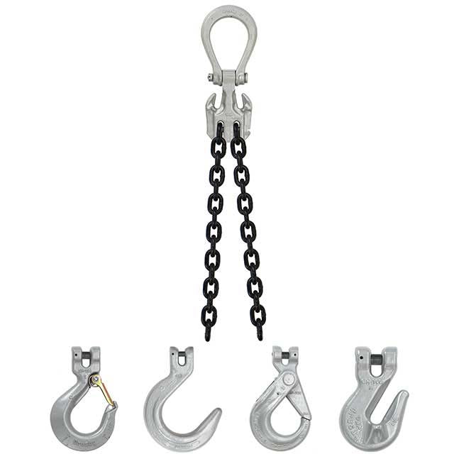 5/16" x 15' - Domestic Adjustable 2 Leg Chain Sling with Crosby Self-Locking Hooks - Grade 100