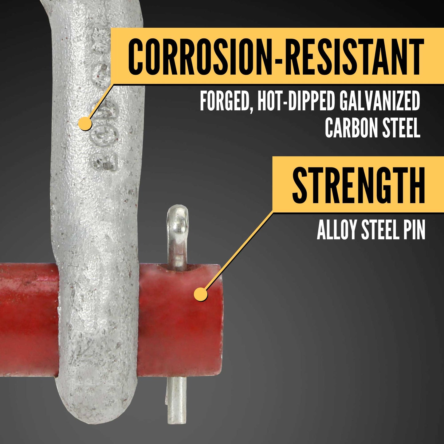 1-3/8" Crosby® Round Pin Chain Shackle | G-215 - 13.5 Ton shackle construction
