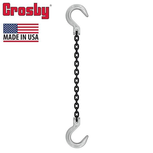 38 inch x 5 foot Domestic Single Leg Chain Sling w Crosby Foundry & Foundry Hooks Grade 100 thumbnail