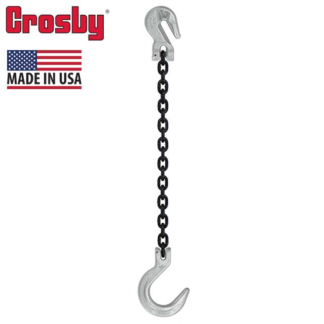 932 inch x 4 foot Domestic Single Leg Chain Sling w Crosby Grab & Foundry Hooks Grade 100 thumbnail