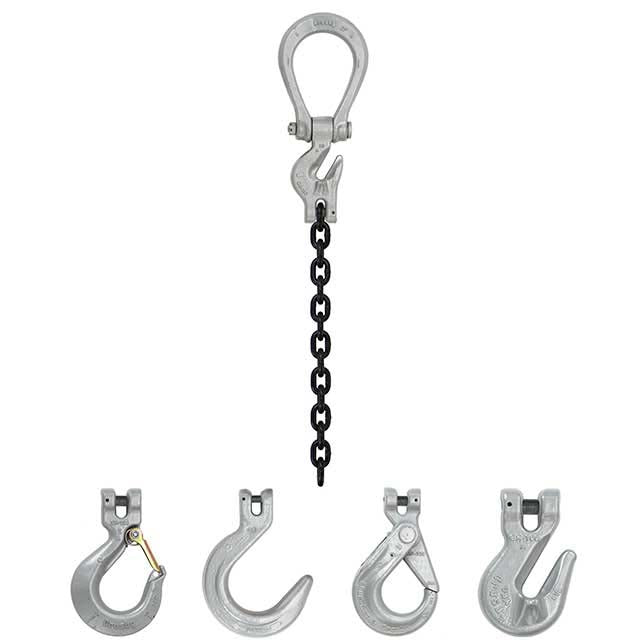 38 inch x 15 foot Domestic Adjustable Single Leg Chain Sling w Crosby Foundry Hook Grade 100 thumbnail