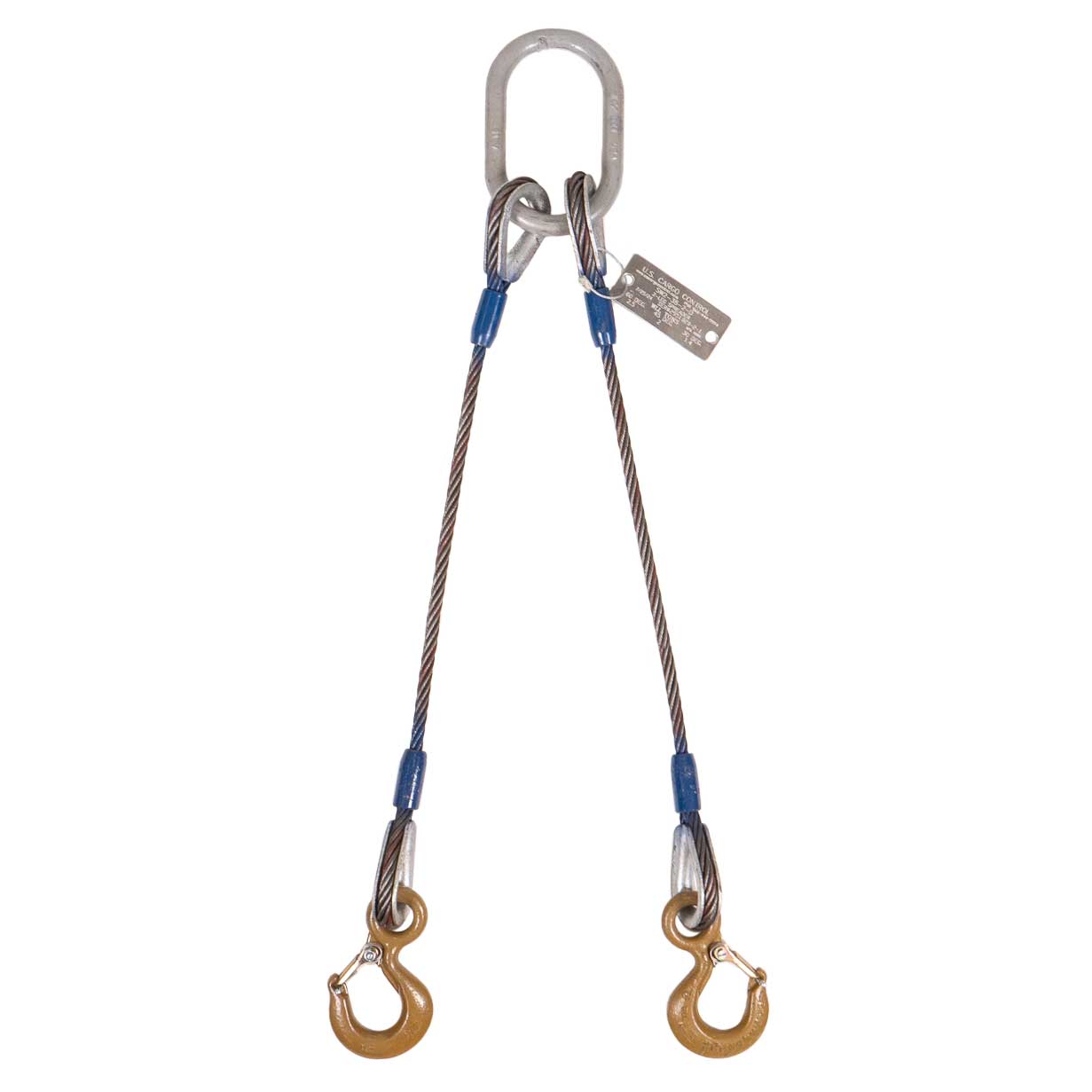 18' 7/8" domestic 2-leg wire rope slings with eye hooks