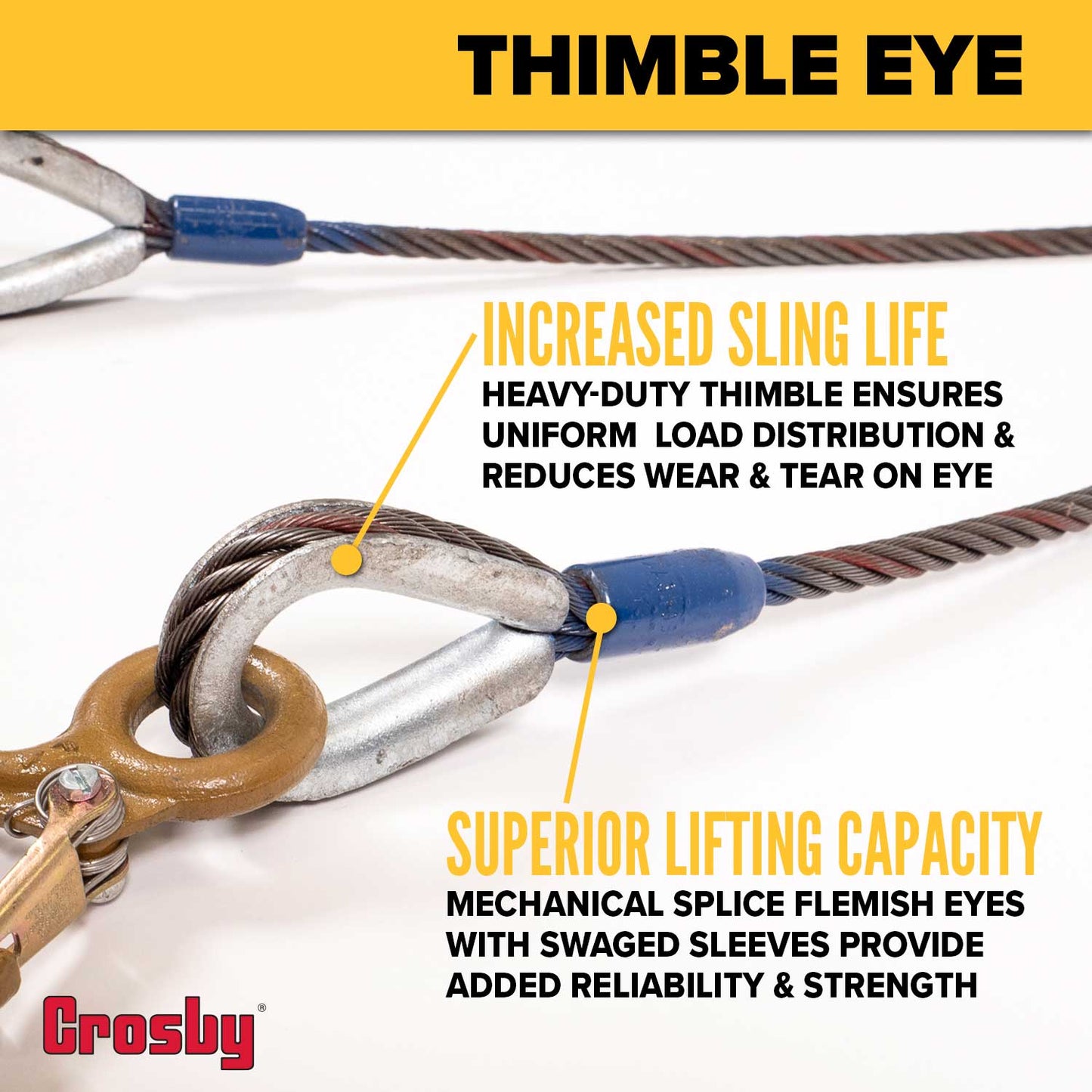 8' 7/8" crosby thimble eye protects bridle sling