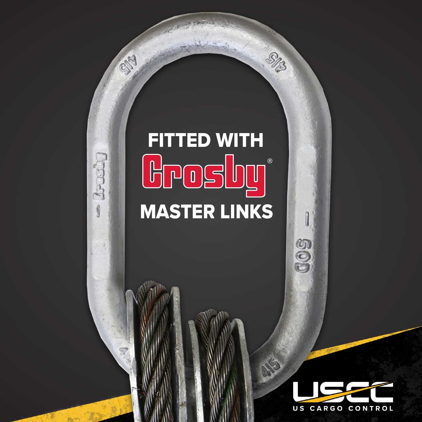 14' 1/2" 2 leg wire rope slings with crosby master link