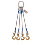 4' 3/8" domestic 4-leg wire rope slings with eye hooks