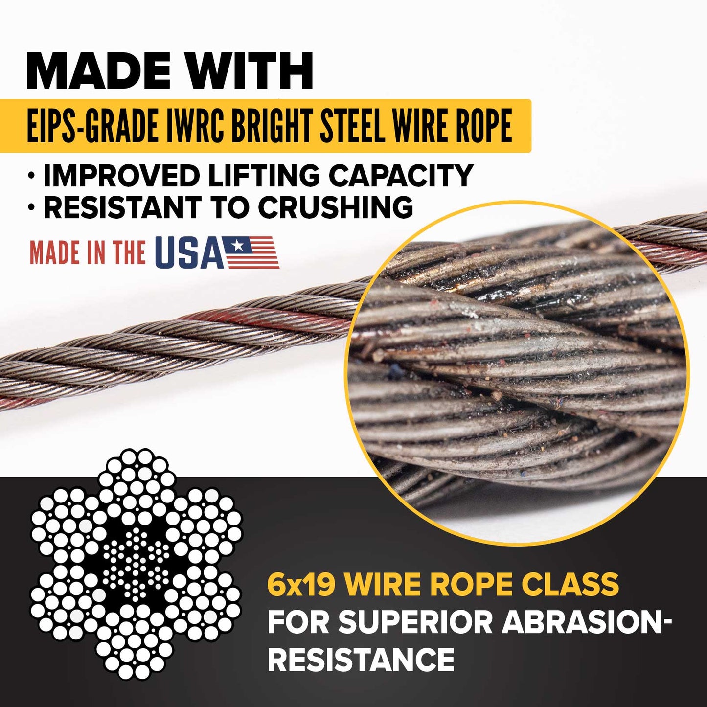 3' 3/8" 6x19 EIPS IWRC domestic single leg wire rope sling