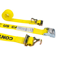  yellow 12' E track cam strap with f track hooks